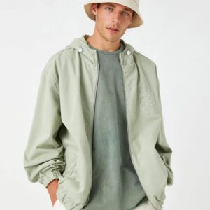 Hooded Denim Jacket Zipper Detail