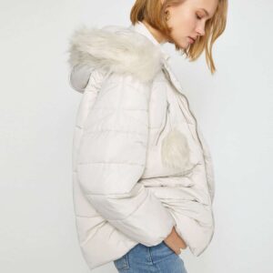 Hooded Short Down Jacket Plush Detailed