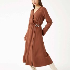 Midi Length Dress Wrapped Button Detailed
