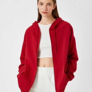 Oversize Zippered Sweatshirt Hooded Pocket Fleece Inside