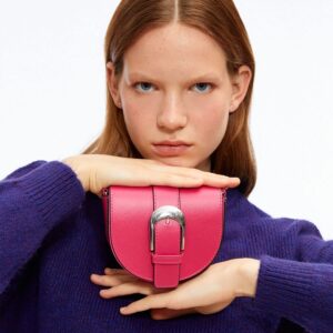 Women's Buckled Shoulder Bag Leather Look