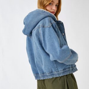 Denim Jacket Hooded Sherpa