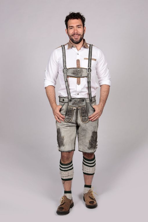 Trachten Short Mens Lederhosen Shaded Grey