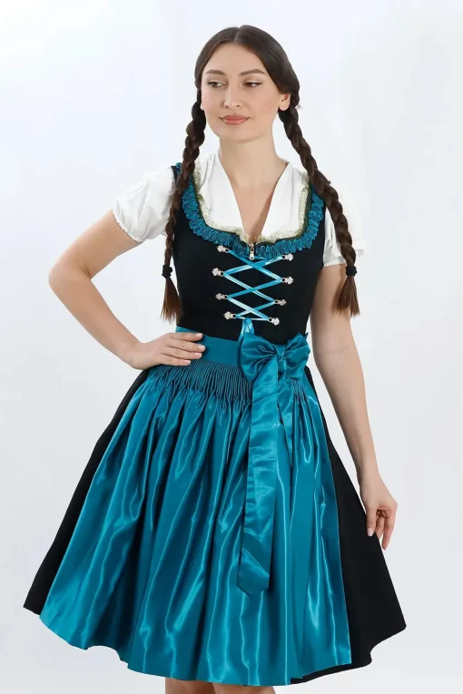 Luxury Elegant Black Midi Dirndl Dress - Image 2
