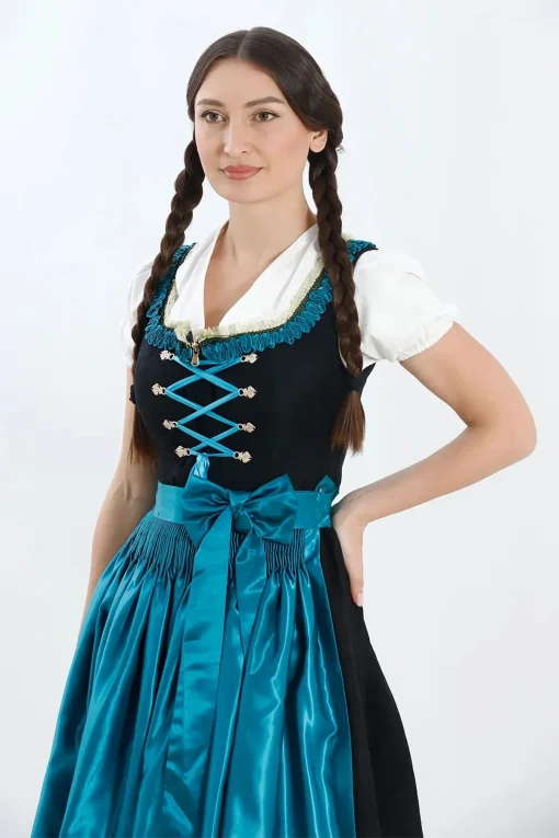 Luxury Elegant Black Midi Dirndl Dress - Image 3