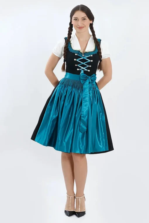 Luxury Elegant Black Midi Dirndl Dress