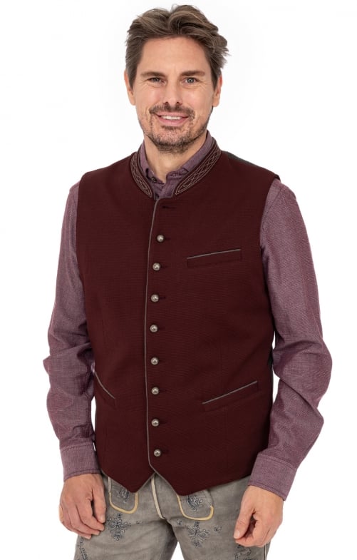 Red Velvet Traditional German Waist Coat